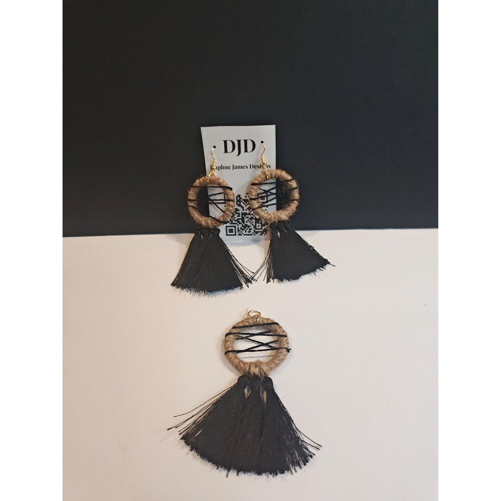 Handmade Dreamcatcher Hoop Earrings and Matching Pendant Set